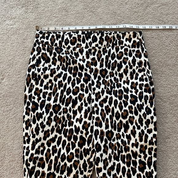 J.Crew Womens Leopard Print Remi Straight Leg Side Zip Pants Size 8 White Black - Picture 5 of 7